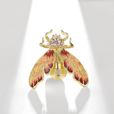 Aripi colorate email broșe albine pentru femei bărbați cristal strălucitor cicada insecte petrecere cauzală broșă cadou bijuterii de culoare aurie