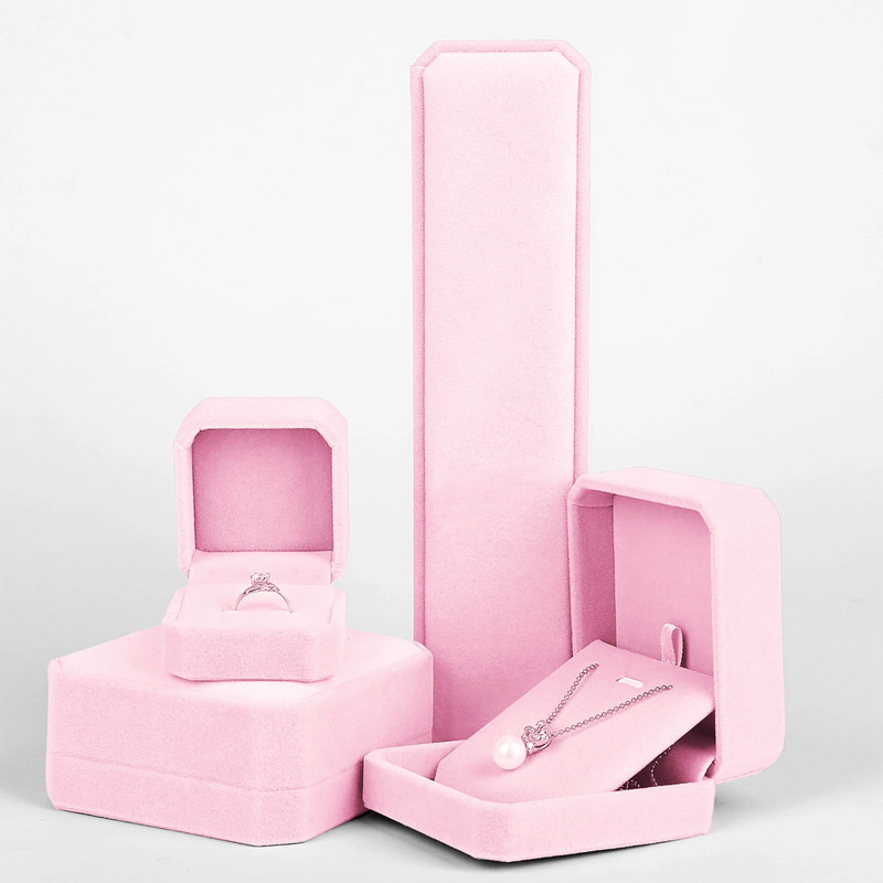 Uus Flannelette ehtekarp kaelakee-kõrvarõngaste jaoks, sõrmuse ripatsiga käevõru, kingituste hoiustamisekraani pakend ehete organiseerimiskarp