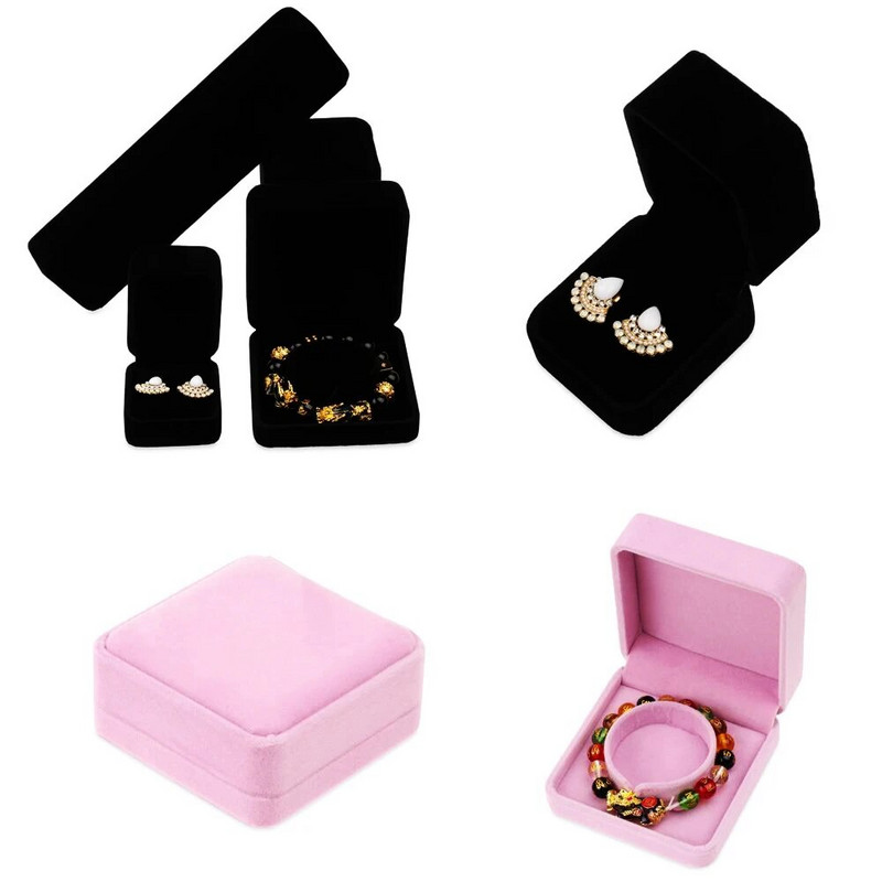 Uus Flannelette ehtekarp kaelakee-kõrvarõngaste jaoks, sõrmuse ripatsiga käevõru, kingituste hoiustamisekraani pakend ehete organiseerimiskarp