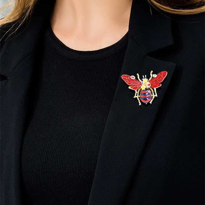 Vintage emailiga mesilaste prossid naistele meeste kivist putukad kimalaste lilledega pross vabaaja peoks Mesilaste ehted kingitused