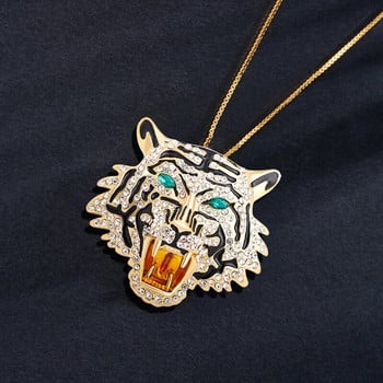 Χρυσό χρώμα Rhinestone Tiger Head Καρφίτσες για γυναίκες Ανδρικά Crystal Fierce Animal Party Καρφίτσα Καρφίτσα Δώρα Unisex Κοσμήματα