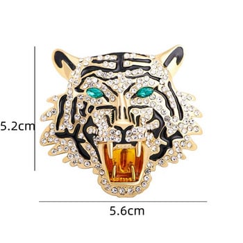 Χρυσό χρώμα Rhinestone Tiger Head Καρφίτσες για γυναίκες Ανδρικά Crystal Fierce Animal Party Καρφίτσα Καρφίτσα Δώρα Unisex Κοσμήματα