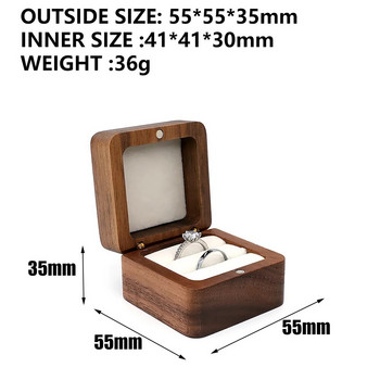 Ξύλινο Δαχτυλίδι Κουτί Mini Vintage Βελούδινο Δώρο Θήκη για Πρόταση Γάμου Αρραβώνας Κουτί αποθήκευσης Φορητό Ταξίδι 2 τεμαχίων