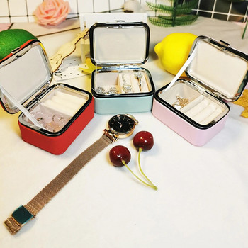 Кутия за органайзер за бижута от PU кожа за пътуване Преносими обеци Колие Поставка за пръстени Органайзер за съхранение Мини калъф за подаръци
