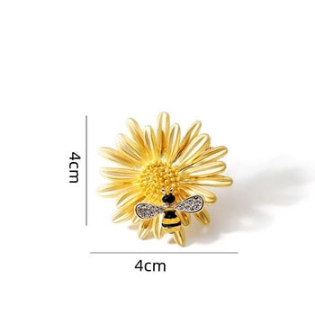 Καρφίτσες Rhinestone Bee And Daisy για γυναίκες Lady Honeybee Collecting Honey Enamel Party Casual Flower Δώρα καρφίτσα καρφίτσας Κοσμήματα