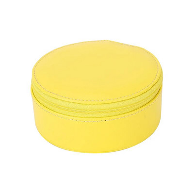 Uus ringikujulises kollases ehtekarbis kaasaskantav kaelakee kõrvarõngad sõrmuse hoiukoht PU-nahast ehete organiseerimiskarp Joyero reisimiseks