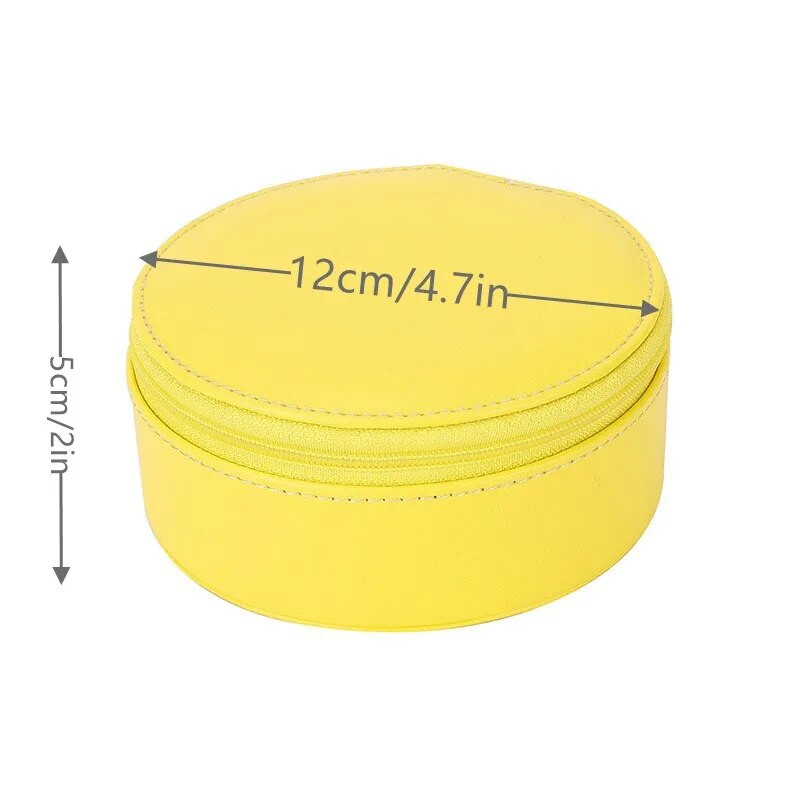 Uus ringikujulises kollases ehtekarbis kaasaskantav kaelakee kõrvarõngad sõrmuse hoiukoht PU-nahast ehete organiseerimiskarp Joyero reisimiseks