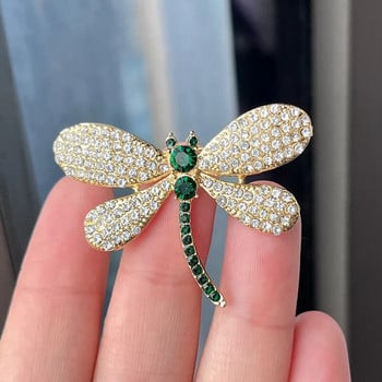 Πράσινη Ζιργκόν Στερική καρφίτσα Dragonfly για γυναίκες Κομψή κρυστάλλινη καρφίτσα καρφίτσα Γυναικεία δώρα Αξεσουάρ φορέματος για πάρτι Κοσμήματα μόδας