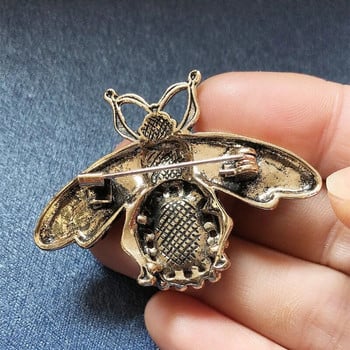 Vintage Bee Rhinestone Καρφίτσα Ρετρό Γυναικεία Κρυστάλλινα Εντόμων Στήθος Καρφίτσα σαμπάνιας Χρώμα Κορσάζ Γυναικείο φόρεμα για πάρτι Στολίδια Κοσμήματα