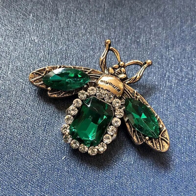 Vintage Bee Rhinestone pross Retro naiste kristallputukate rinnanõel šampanja värvi korsaaž Naiste peokleit Kaunistused ehted