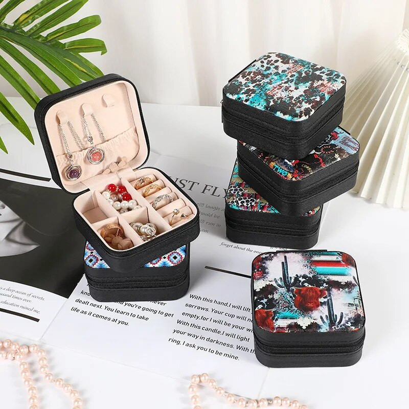 Ruudukujuliste ehete organiseerimiskarp reisimiseks Kaasaskantav sõrmus kaelakee kõrvarõngad kingituste hoiukoht PVC-ekraan pakend ehtekarbi juveliir