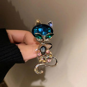 Moodne kassipoega kassi kristallist prossinõel naiste kostüüm pulmapeo ehted kingitused armsad kassipoja prossid nööpnõelad Seksikas kaunistus 1tk