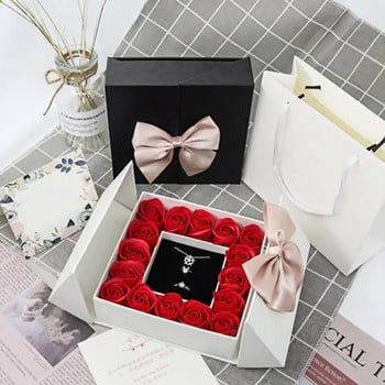 Λεπτό κουτί τριαντάφυλλο Eternal Life Μαγνητικό τετράγωνο διπλό πορτάκι Σχέδιο για την ημέρα του Αγίου Βαλεντίνου Συσκευασία βιτρίνας οργάνωσης