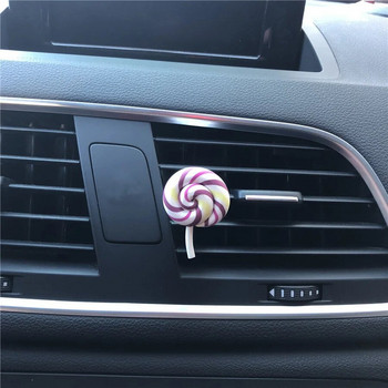Rainbow Lollipop Парфюм за кола Освежител за въздух Смола Пластмаса Цветна симулация Lollipop Модел Сладки автомобилни аксесоари Интериор Жена