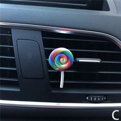 Rainbow Lollipop automobilių kvepalai oro gaiviklis derva plastikas spalvingas modeliavimas ledinukų modelis mielas automobilio aksesuaras salone moteris
