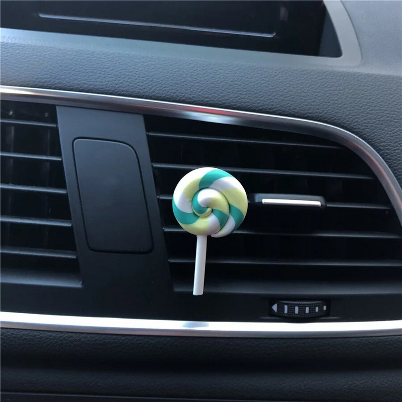 Rainbow Lollipop automobilių kvepalai oro gaiviklis derva plastikas spalvingas modeliavimas ledinukų modelis mielas automobilio aksesuaras salone moteris