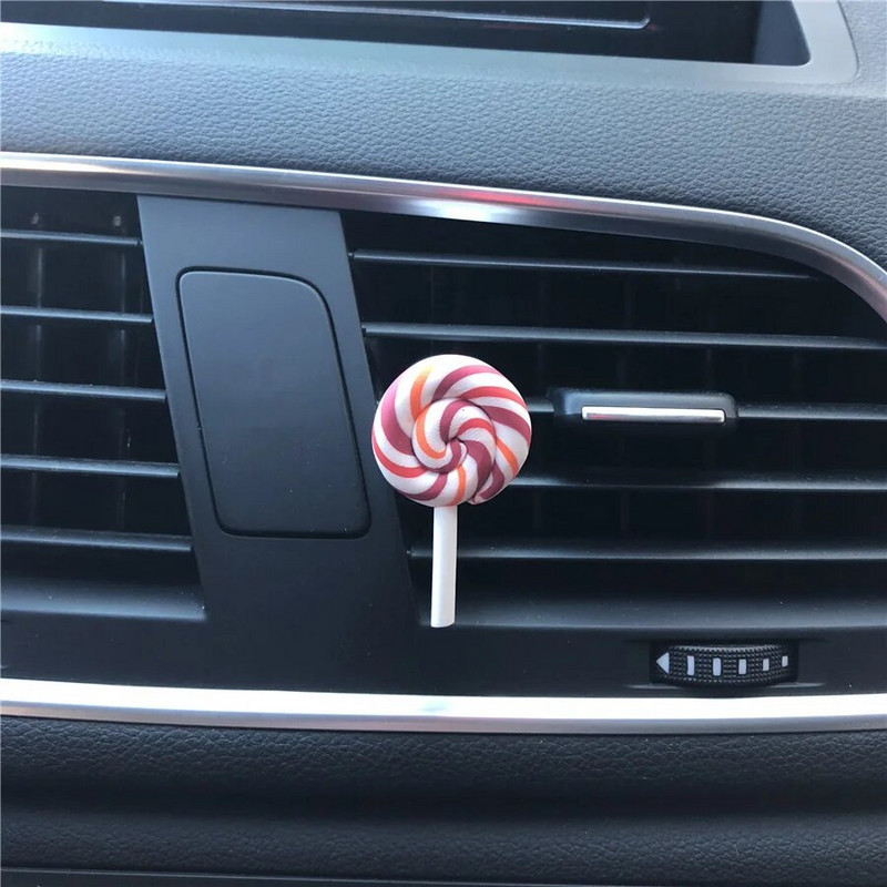Rainbow Lollipop automobilių kvepalai oro gaiviklis derva plastikas spalvingas modeliavimas ledinukų modelis mielas automobilio aksesuaras salone moteris