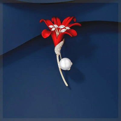 Aukso spalvos rožinė sagė moterims Prabangaus dizaino raudona romantiška kalnų krištolinė tulpė gėlė sagė Smeigtukai Juvelyriniai dirbiniai Vestuvių gimtadienio dovanos