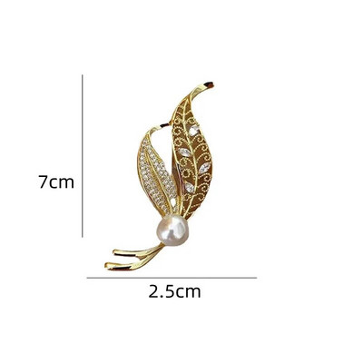 Õrn puulehe sulgede kuju pross Rhinestone õõnes taim prossid temperament emane sall krae reväär pandla pin Ehe