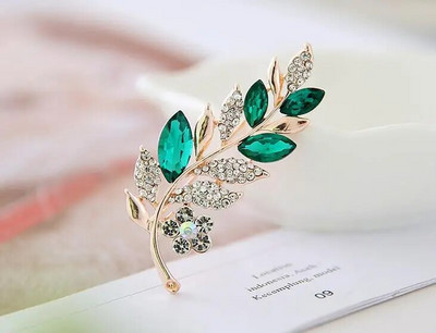 Korea ehted moe õrnade lehtedega kivist pross lillenõel Mitmekülgsed rõivamanused prossid naistele hulgimüük