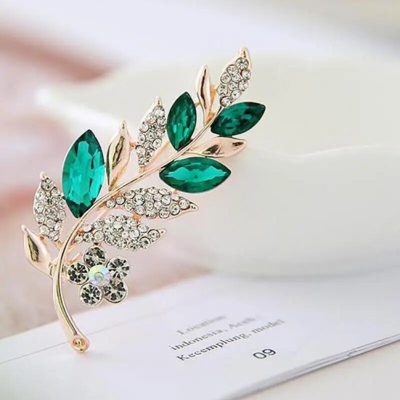 Korea ehted moe õrnade lehtedega kivist pross lillenõel Mitmekülgsed rõivamanused prossid naistele hulgimüük