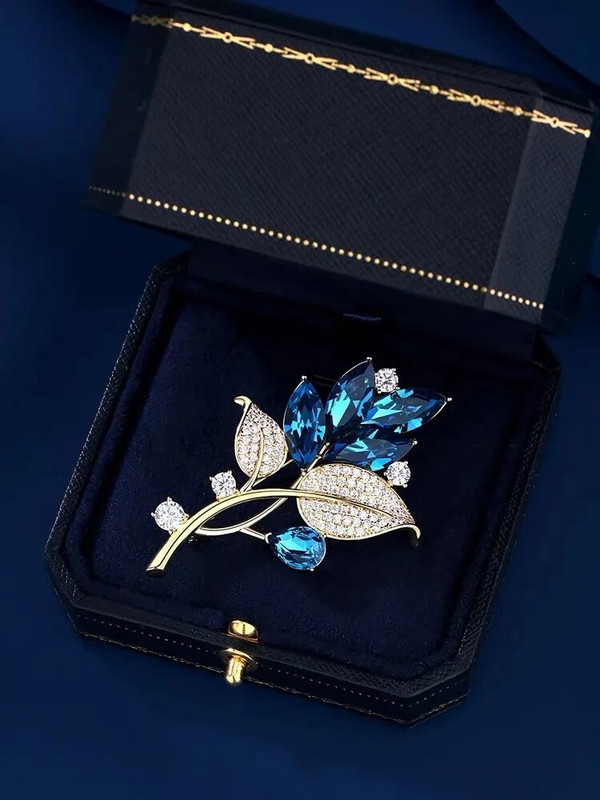 Fashion Plant Series Crystal Pross Pins Naisterõivaste Mantel Ehted Peoaksessuaarid