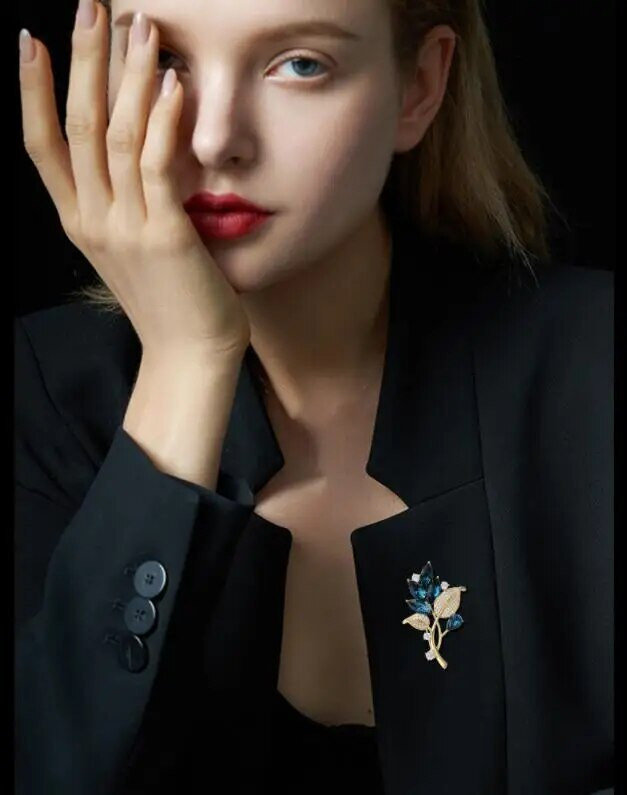 Fashion Plant Series Crystal Pross Pins Naisterõivaste Mantel Ehted Peoaksessuaarid