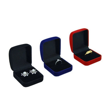 Опаковъчна кутия за пръстени на едро Черно кадифе Дисплей за съхранение на бижута Сгъваем калъф за брачен пръстен Организатор за подаръци за Свети Валентин