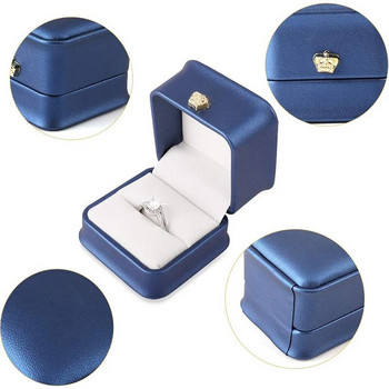Μόδα κοσμήματα Organizer δαχτυλίδι θήκη σκουλαρίκια Δώρο Κουτί αποθήκευσης Pu Δερμάτινο κουτί προβολής συσκευασίας για αρραβώνα γάμου Χονδρική