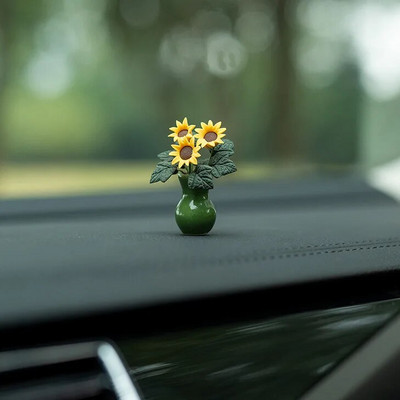 Autode sisekujundus vaik Mini päevalillevaas Auto keskkonsool tahavaate peegelkaunistused autotarvikutele Naiste kingitused