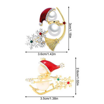 Брошка за снежен човек Дамска изискана метла за ски Снежен човек Игли за ревери Коледни брошки Бижута Подаръци за Нова година