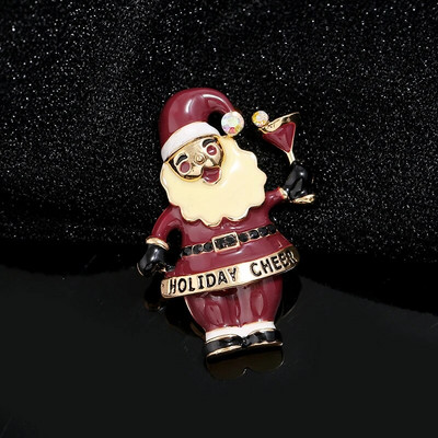 Uusaasta jõulusõlg naistele Mood Lumememm Jõuluvana Hirv Kelluküts Rhinestone Märk Reväär Emailnõelad Armsad Ehted