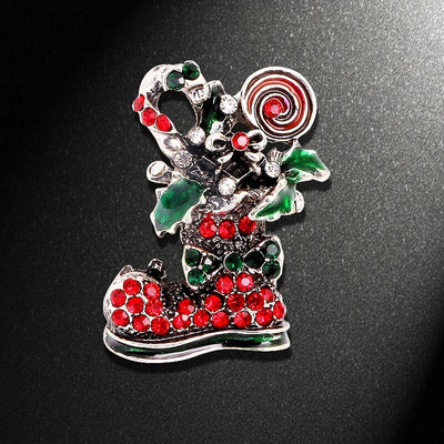 Uusaasta jõulusõlg naistele Mood Lumememm Jõuluvana Hirv Kelluküts Rhinestone Märk Reväär Emailnõelad Armsad Ehted