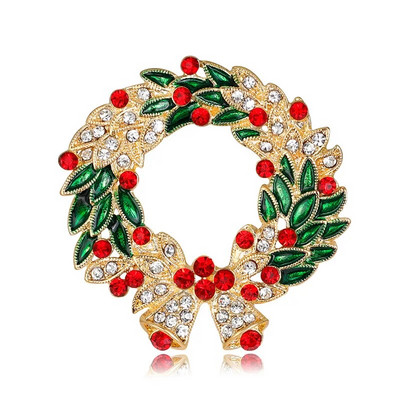 Uusaasta jõulusõlg naistele Mood Lumememm Jõuluvana Hirv Kelluküts Rhinestone Märk Reväär Emailnõelad Armsad Ehted