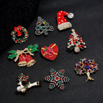 1τμχ Χριστουγεννιάτικες καρφίτσες καρφίτσας για γυναίκες, πολύχρωμα χριστουγεννιάτικα κοσμήματα με στρας Δώρο για κορίτσια Χριστουγεννιάτικη διακόσμηση προμήθειες