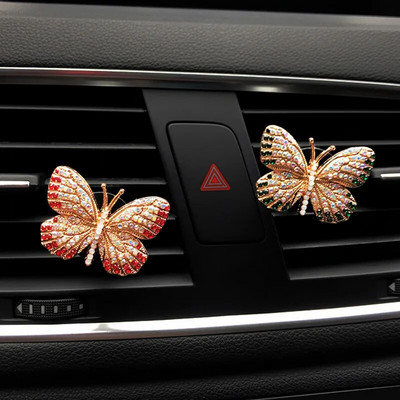 Rhinestone Butterfly Auto smaržas Dimants Krāsains Butterfly Auto Gaisa Atsvaidzinātājs Smaržas Klips Auto Dekorācijas Aksesuāri Interjers