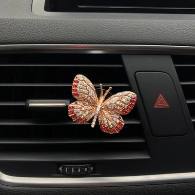 Rhinestone Butterfly autoparfüüm teemant värviline liblikas auto õhuvärskendaja parfüümiklamber Autodekoratsiooni tarvikud interjöör