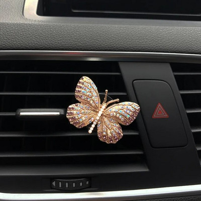 Rhinestone Butterfly autoparfüüm teemant värviline liblikas auto õhuvärskendaja parfüümiklamber Autodekoratsiooni tarvikud interjöör