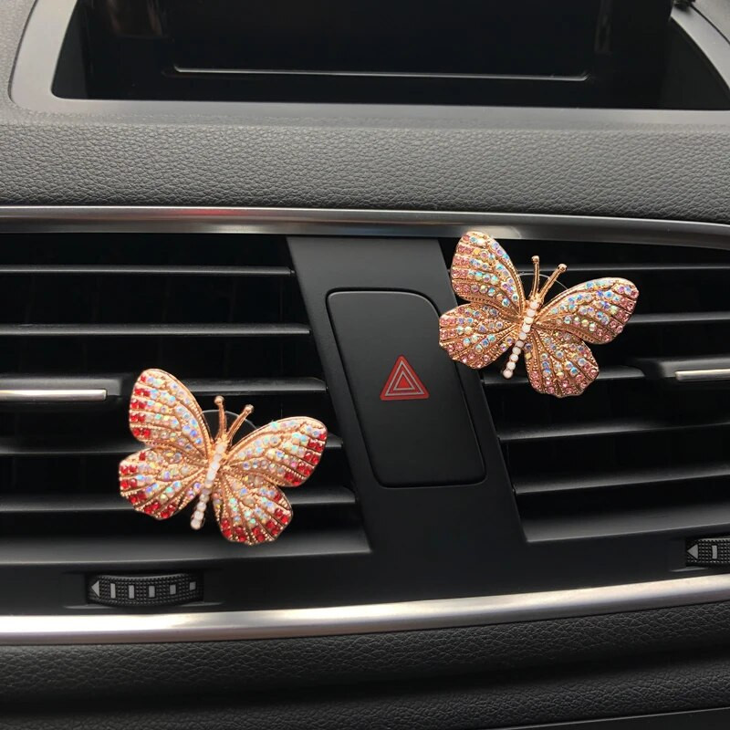 Rhinestone Butterfly autoparfüüm teemant värviline liblikas auto õhuvärskendaja parfüümiklamber Autodekoratsiooni tarvikud interjöör