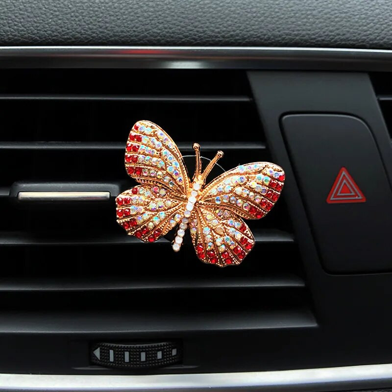 Rhinestone Butterfly autoparfüüm teemant värviline liblikas auto õhuvärskendaja parfüümiklamber Autodekoratsiooni tarvikud interjöör