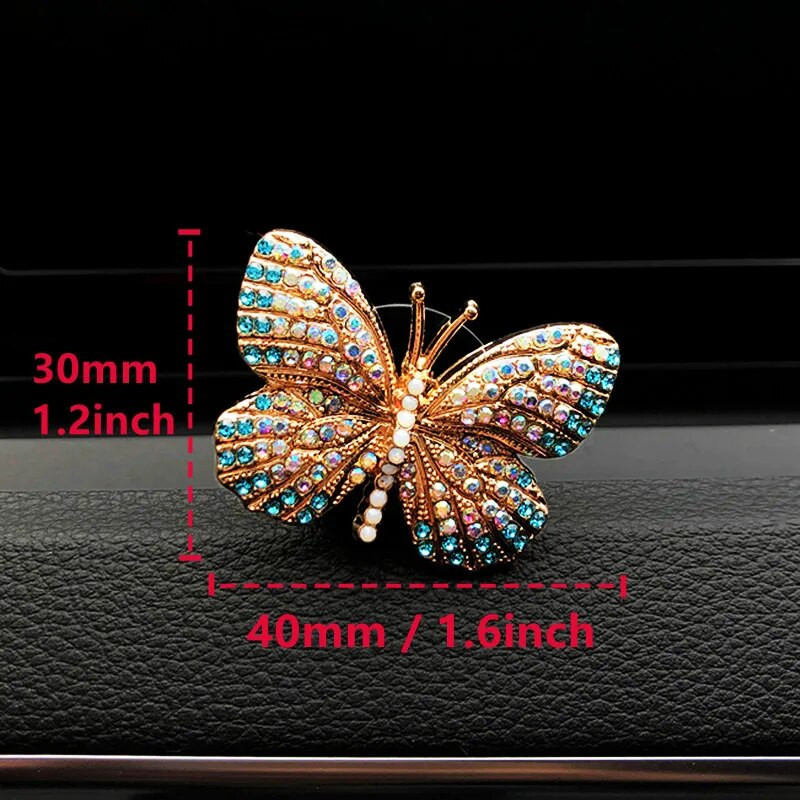 Rhinestone Butterfly autoparfüüm teemant värviline liblikas auto õhuvärskendaja parfüümiklamber Autodekoratsiooni tarvikud interjöör