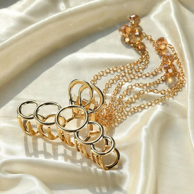 Μόδα Χρυσό Χρώμα Κούφια Γεωμετρικά Κλιπ Μαλλιά Μεταλλικά Νύχια Μαλλιά Σταυρός Κλιπ κεφαλής Κούρεμα Καβούρι Γυναικεία Αξεσουάρ Μαλλιών