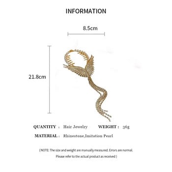 Ангелски крила Щипка за коса Имитация на перли, планински кристал, пискюл Верижка, опашка, катарама, Щипки за коса, женска карта за коса, аксесоари за коса