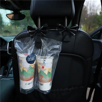 Γάντζος πλάτης καθίσματος αυτοκινήτου Γάντζος αποθήκευσης με παπιγιόν PU Δερμάτινη θήκη για τσάντες μόδας Universal Auto Fastener Clips για αξεσουάρ αυτοκινήτου
