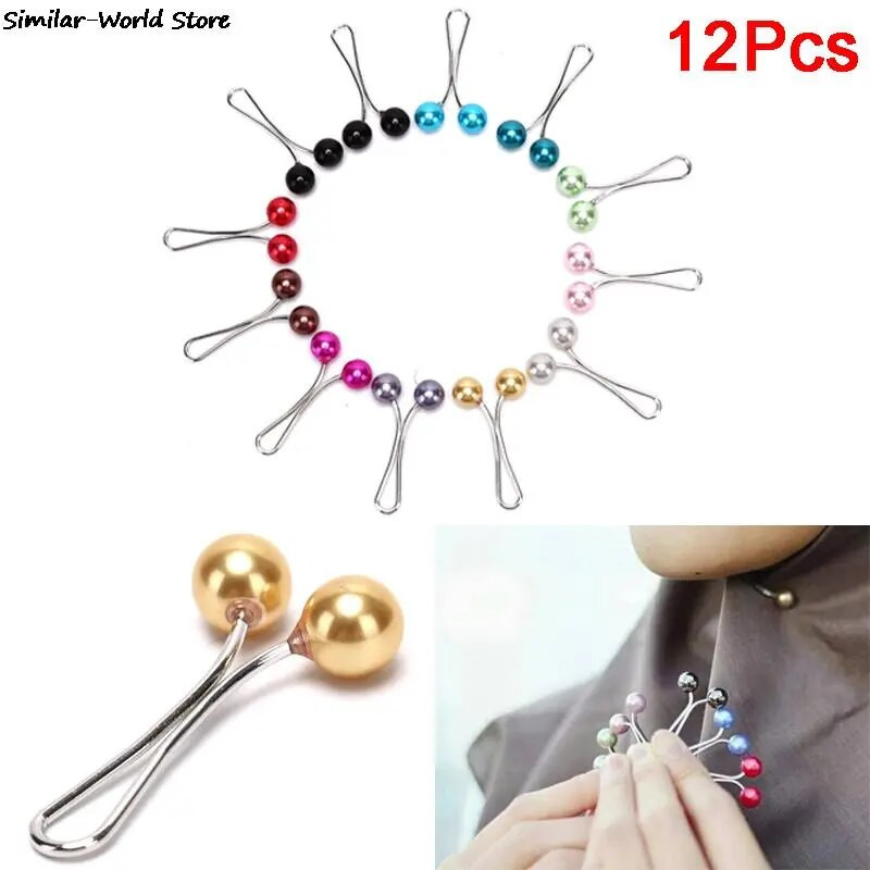 12 tk Lady moslemi sall Hijab Clips Pearl Sall Pross Pin Sall Sall Pea salli hoidja