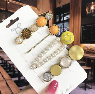 2022 Pearl Crystal Akrüül Juukseklambrid Naistele Retro geomeetrilised juuksenõelad Juuksenõel Tüdrukute Juukseaksessuaarid Moeehted