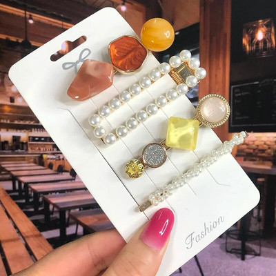 2022 Pearl Crystal Akrüül Juukseklambrid Naistele Retro geomeetrilised juuksenõelad Juuksenõel Tüdrukute Juukseaksessuaarid Moeehted