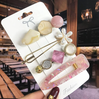 2022 Pearl Crystal Akrüül Juukseklambrid Naistele Retro geomeetrilised juuksenõelad Juuksenõel Tüdrukute Juukseaksessuaarid Moeehted