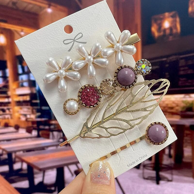 2022 Pearl Crystal Akrüül Juukseklambrid Naistele Retro geomeetrilised juuksenõelad Juuksenõel Tüdrukute Juukseaksessuaarid Moeehted