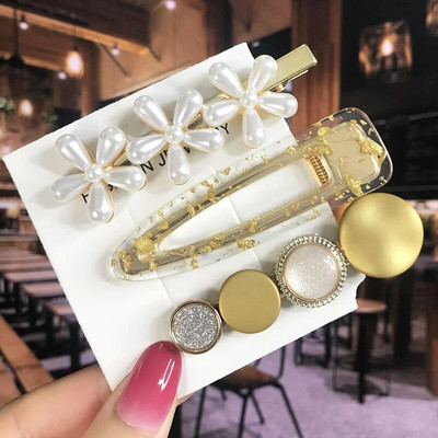 2022 Pearl Crystal Akrüül Juukseklambrid Naistele Retro geomeetrilised juuksenõelad Juuksenõel Tüdrukute Juukseaksessuaarid Moeehted